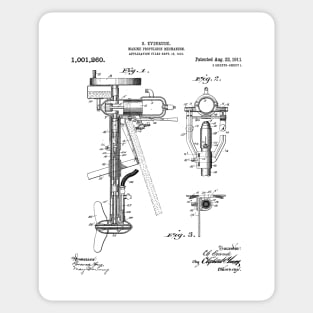 Outboard Motor Patent - Sailing Sailor Lakehouse Art - White Sticker